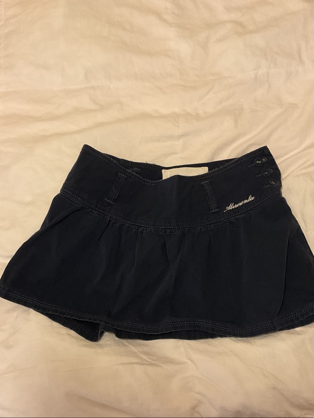 Abercrombie & Fitch Navy Blue Mini Skort with Side Button Detail